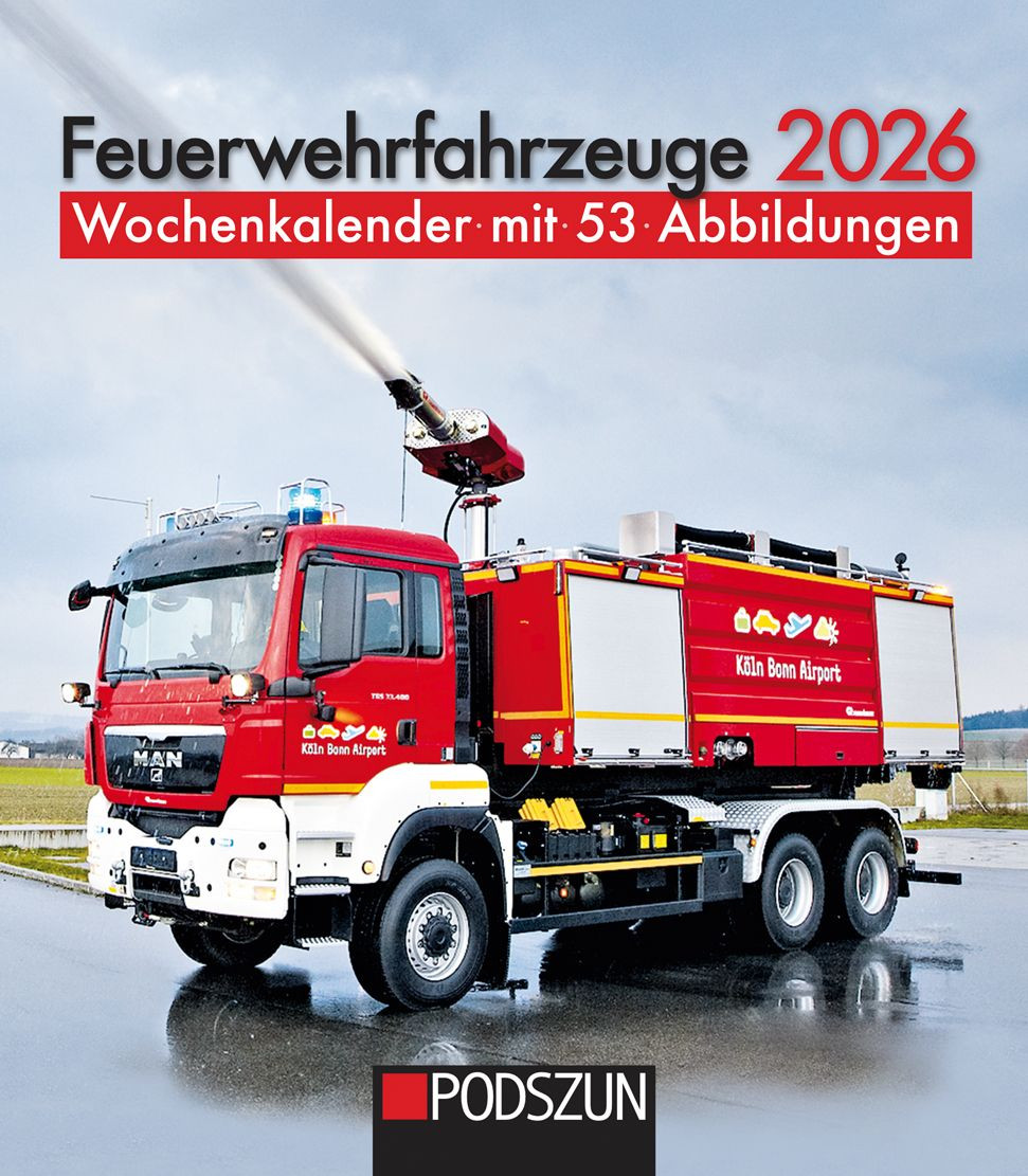 Podszun-Verlag,Wochenkalender Feuerwehrfahrzeuge 2026