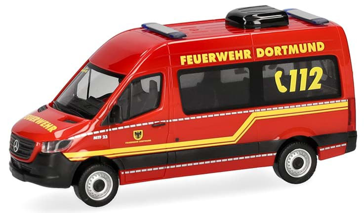 Herpa MB Sprinter 18 HD MTF 23 " Feuerwehr Dortmund " ,Sondermodell Intermodellbau 26