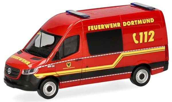 Herpa MB Sprinter 18 Halbbus HD MTF 24 " Feuerwehr Dortmund " ,Sondermodell Intermodellbau 26