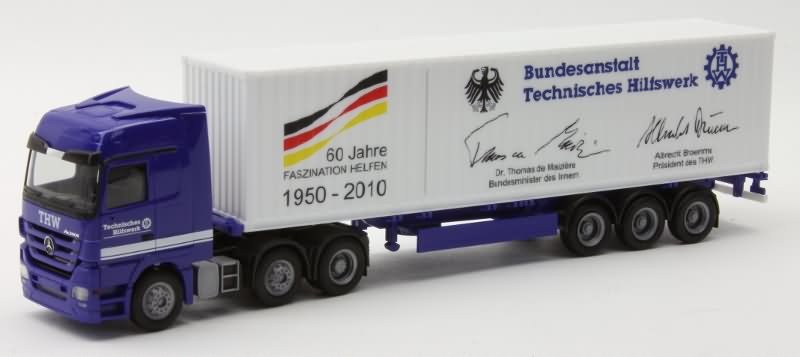 Herpa MB Actros  40ft. Container-Sattelzug "60 Jahre THW" 