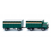 Wiking Viehtransporthängerzug (MB) - moosgrün